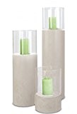 3 Windlicht Laternen Säulen mit Glascorpus Creme aus Metall. Windlicht Säulen mit Kerzeneinsatz.