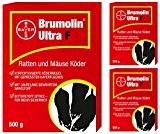 3 x 500 g Bayer Brumolin Ultra F Haferflocken-Köder gegen Ratten & Mäuse