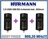3 X Hörmann HSE4 868 BS BiSecur struktur matt schwarz handsender 868,3Mhz BiSecur 4-kanal fernbedienungen (4511738). 3 Stücke Top Qualität ...
