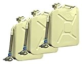 3 x Metallkanister 20l Benzinkanister beige ( Sand ) + 3x Ausgießer flexibel verzinkt Baumarktplus Reservekanister Dieselkanister bleifrei bleihaltig Ölkanister ...