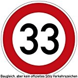 30-39 (km/h) Verkehrszeichen als Geburtstagsschild 60 cm Durchmesser, Aluminium Reflektierend (33)