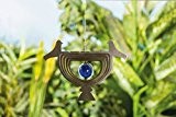 3D Edelstahl Windspiel Vogel mit Echtglaskugel Gartendeko Gartendekoration
