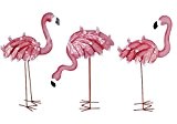 3er Set Flamingo Gartenstecker aus Metall Figur Vogel Garten TOP