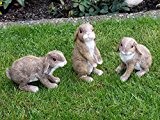 3er Set Hasen Garten Deko Figuren Kaninchen Feldhase Tierfigur Tiere putzige Häschen