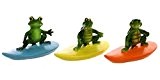 3er Set Tierische Surfer Teich Figuren Frosch Krokodil Schildkröte
