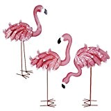 3er Set XL Flamingo Gartenstecker aus Metall Figur Vogel Garten TOP