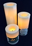3x Candle Impressions Flammenlose LED Kerzen CREME/Champagner, Höhe 10.2cm, 15.2cm, 20.3cm; Durchmesser 7.5cm; Betriebszeit ca. 1000 Stunden pro Kerze; (aus ...