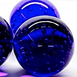4 Stück 80mm Glaskugeln mit Luftblasen Kobaltblau - massiv und wetterfest - echtes Farbglas
