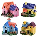 4 Stück Miniatur Fairy Garden Village House Style Dollhouse DIY Micro Landschaft Terrarium Desk Home Decor Ornament Zubehör