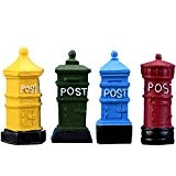 4 Stück Miniatur Fairy Mailbox Postbox Stil Dollhouse DIY Micro Landschaft Terrarium Pflanzen Topf Desk Home Decor Ornament Gartenzubehör gelb, ...