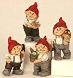 4 süße Gnome Zwerg Gartenzwerg 22 cm rote Mütze Figuren für Haus und Garten
