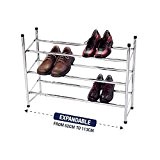 4 Tier Extendable Stackable Shoe Rack Organiser Storage Metal Chrome Plated by Knight