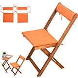 4-tlg Auflagen Set # orange # für Balkonsets Terassen Sets Bistrosets Balkonmöbel Gartenstuhl Holz Gartenmöbel # 2x Sitz Auflagen # ...