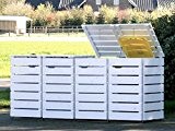 4er Mülltonnenbox / Mülltonnenverkleidung 120 L Holz, Deckend Geölt Weiß