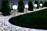 4er Set Kristallglas Premium Solarlampe Leuchte LED Edelstahl Gartenkugel