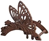 5 Stück Esschert Design Schlauchhalter, Gartenschlauchhalterung Motiv Schmetterling aus Gusseisen für Wandmontage, ca. 25 cm x 15 cm x 21 ...