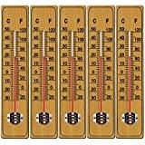 5 x Holzthermometer Set Wandthermometer Thermometer Temperatur Außenthermometer Garten