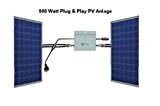 500 Watt Solaranlage (Photovoltaikanlage) Plug & Play für den Eigenverbrauch. Einspeisung, direkt in die Steckdose. Inkl. Montagematerial von WÜRTH für ...