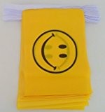 6 m Fahne Smile Happy Smiley Face Acid Yellow Material Wimpelkette