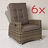 6 XL Luxus Rocking Chair Polyrattan Monte-Carlo Gartensessel braun Gartenstuhl