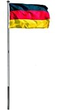 6m Flaggenmast Aluminium Fahnenmast mit Deutschland Flagge 150 x 90 cm + Bodenhülse