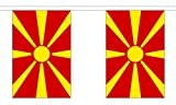 9 m 30 (22,9 x 15,2 cm) Flagge Mazedonien Mazedonische 100% Polyester Material Wimpelkette ideal Party Dekoration für Street House Kneipen Vereine Schulen