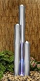 95cm/75cm Bambus-Säulenbrunnen aus gebürstetem Edelstahl mit LED-Beleuchtung