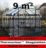 9m² PROFI ALU Gewächshaus Glashaus Treibhaus inkl. Stahlfundament u. 4 Fenster, mit 6mm Hohlkammerstegplatten - (Platten MADE IN AUSTRIA/EU) inkl. ...