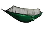 Ailiebhaus Camping Hammock Portable Double Strong Nylon Hängematte mit Moskito-Netz Fabric Travel Outdoor Sleeping (Dunkelgrün)