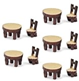 akooya Fünf Sets von Moos Micro Landschaft Succulents Ornaments Runde Tische und Stühle Kunstharz kleinen Verzierungen DIY Material