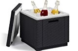 Allibert 212159 Kühlbox/Beistelltisch Ice Cube, Rattanoptik, Kunststoff, anthrazit