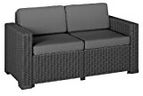 Allibert 212366 Lounge Sofa (2-Sitzer) California Sofa, Rattanoptik, Kunststoff, graphit