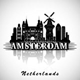 Alu-Dibond-Bild 100 x 100 cm: "Modern Amsterdam City Skyline Design. Netherlands", Bild auf Alu-Dibond