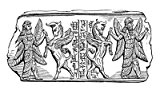 Alu-Dibond-Bild 90 x 50 cm: "19th century engraving of a Babylonian signet", Bild auf Alu-Dibond