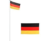 Alu Fahnenmast 6,50m inkl. Bodenhülse & Deutschlandfahne, Flaggenmast mit Seilzug