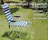 Alu Klappsessel mit Fußteil Klappstuhl Gartenstuhl Liegestuhl Campingstuhl neu, Farbe:blau