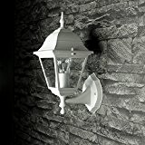 Aluguss Gartenlaterne matt-weiß/grau Wand- Außenleuchte Außenlampe "Tirol" aus Aluspritzguss IP44 Wandlampe für Hof Garten Beleuchtung