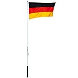 Aluminium Fahnenmast mit Deutschlandfahne 3,80m, zusammensteckbar aus Alu-Rohren - Deutschland Fahnen Mast Fahnenstange Fahne Fanfahne Flaggenmast Fanartikel