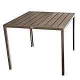 Aluminium Gartentisch 90x90cm Esszimmertisch Esstisch Küchentisch Alutisch Aluminiumtisch mit Polywood Non Wood Tischplatte - Champagner / Mokka