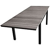 Aluminium Gartentisch ausziehbar 200/250/300x95cm mit Polywood-Tischplatte Gartenmöbel Schwarz/Grau