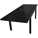 Aluminium Gartentisch ausziehbar 200/250/300x95cm mit Polywood-Tischplatte Gartenmöbel Schwarz/Schwarz