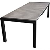 Aluminium Gartentisch ausziehbar 205/275x100cm mit Polywood-Tischplatte Gartenmöbel Schwarz/Grau