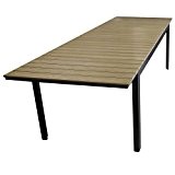 Aluminium Gartentisch ausziehbar mit Polywood Tischplatte Ausziehtisch 280/220x95cm Terrassentisch Esstisch Gartenmöbel Terrassenmöbel Brown-Grey
