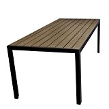Aluminium Gartentisch mit robuster Polywood Tischplatte, Holzprägung - 205x90cm / Balkonmöbel Terrassenmöbel Gartenmöbel Terrassentisch - Schwarz / Braun