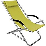 Aluminium Liegestuhl inkl. Kopfkissen faltbar und verstellbar Strandstuhl Campingstuhl Gartenstuhl Klappstuhl Strandliege Sonnenliege Relaxliege - Grün
