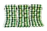 Ambientehome 3er Set Hochlehner Auflage Kissen Hanko Maxi, kariert grün, ca 120 x 50 x 8 cm, Rückenteil ca 70 ...