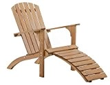 Ambientehome Adirondack Chair Deckchair Liege Gartenliege Massivholz inkl. Fussteil FALUN, braun
