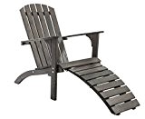 Ambientehome Adirondack Chair Deckchair Liege Gartenliege Massivholz inkl. Fussteil FALUN, Taupegrau