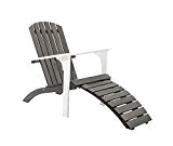 Ambientehome Adirondack Chair Deckchair Liege Gartenliege Massivholz inkl. Fussteil FALUN, Weiß/Taupegrau