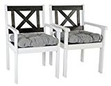 Ambientehome Garten Sessel Stuhl Massivholz inkl. Kissen EVJE, Weiß/Taupegrau, 2-teiliges Set